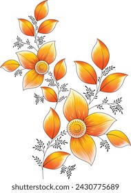 Digital Textile All-Over Pattern Design for Pakistani-Indian-Turki-Kurti Design-digital-textile-design-flowers-leaves-Exquisite border design, border pattern, Motif, Graph