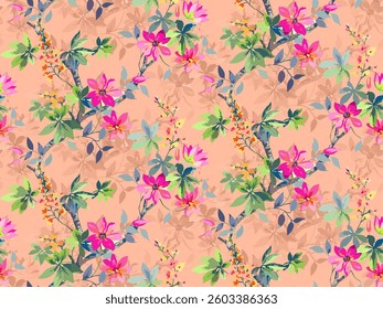 Digital Textile All-Over Pattern Design for Pakistani Kurti Design