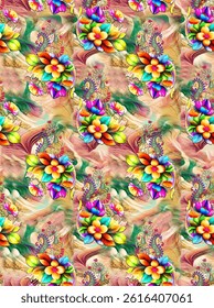Digital Textile All-Over Pattern Design for Pakistani Kurti Design