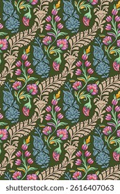 Digital Textile All-Over Pattern Design for Pakistani Kurti Design