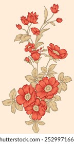 Digital Textile Art Featuring Bold Floral Designs for Shirts and Dupattas.