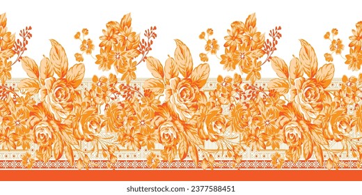 flor de impresión de bordes textiles digitales