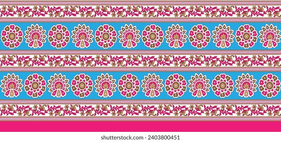 digital  textile borders print flower 