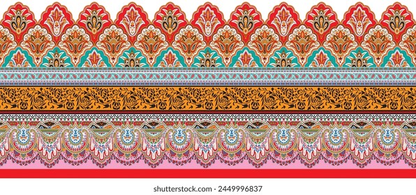 digital  textile borders print flower