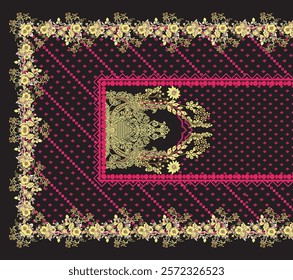 digital  textile borders print flower HD