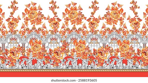 digital  textile borders print flower HD