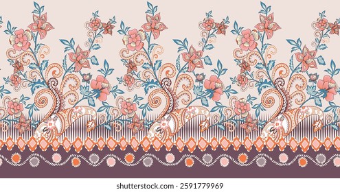 digital  textile borders print flower HD