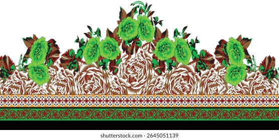 Flor de impresión digital de bordes textiles HD