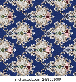 Digital textile design Beautiful ethnic style colorful seamless floral hand made pattern ready for print
