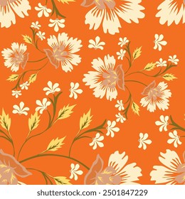 Digital textile design Beautiful ethnic style colorful seamless floral hand made seamless pattern