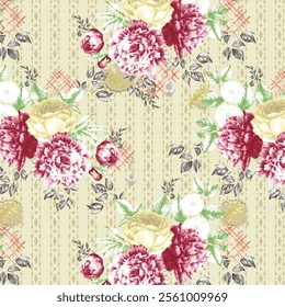 Digital textile design Beautiful ethnic style colorful seamless floral hand made pattern ready for print