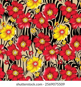 Digital textile design Beautiful ethnic style colorful seamless floral hand made pattern ready for print