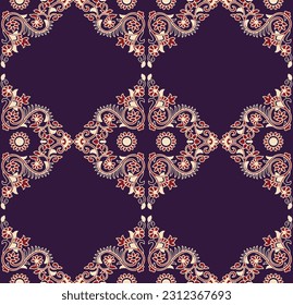 digital textile design border and motif handmade drown artwork 