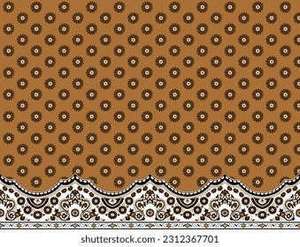 digital textile design border and motif handmade drown artwork 