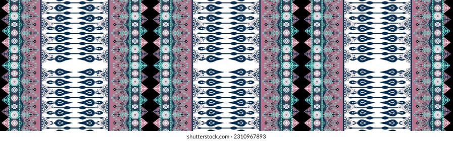 Digital textile design elegant Aztec style cross stich motifs design concept with luxury and geometrical border intricate and ethnic design ready for print wallpapers and gift card