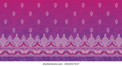 Digital Textile Design Floral And Geometrical Design Digital Border Design Floral Design