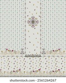 Digital Textile Design Floral And Geometrical Design Digital Border Design Floral Design
