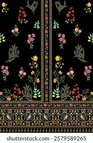 Digital Textile Design Floral And Geometrical Design Digital Border Design Floral Design