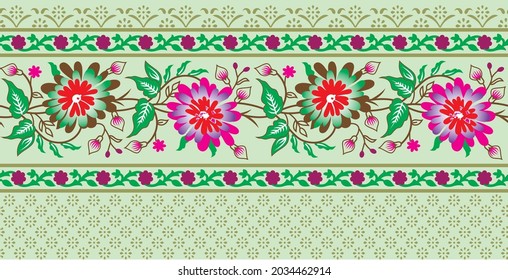digital textile design Flower Boder.