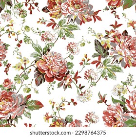 Digital Textile Design Flowers Pattern Texture In vector 