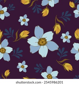 digital textile design motif with geometric border and ethnic style decoration with botanical flowers and ornament