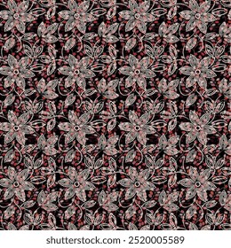 Digital textile design Mughal art floral pattern in beautiful dark color.