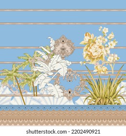 Ornamento y patrón de diseño textil digital