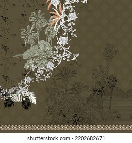Ornamento y patrón de diseño textil digital