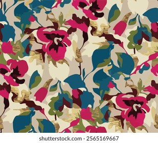 Digital And Textile Design Pattern Digital Motif Design Illustration Artwork for textile print For Textile Branding with watercolor flowers roses, floral texture. Design for cover, fabric, textile abs