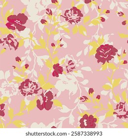 Digital And Textile Design Pattern Digital Motif Design Illustration Artwork for textile print For Textile Branding with watercolor flowers roses, floral texture. Design for cover, fabric, textile abs