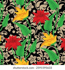 digital textile floral and ornamental pattern and seamless mughal flower motifs. Indian arts islamic pattern and background pattren flows