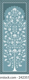 Digital textile flower and leaves Design. Oriental Flower vector ornament, Rajasthani and Jaipur style.