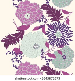 digital and textile flowers Seamless Pattern.
