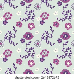 digital and textile flowers Seamless Pattern.
