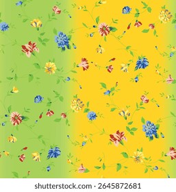 digital and textile flowers Seamless Pattern.