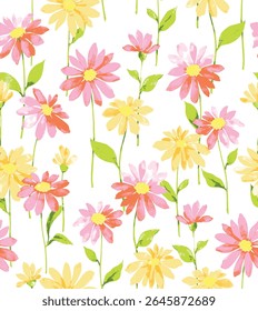 digital and textile flowers Seamless Pattern.