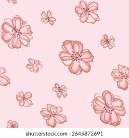 digital and textile flowers Seamless Pattern.