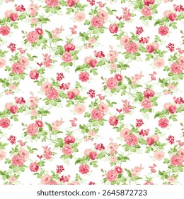 digital and textile flowers Seamless Pattern.