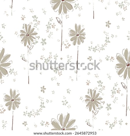 digital and textile flowers Seamless Pattern