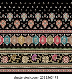 Digital Textile Panel Border for Pakistani Textile Kurti Design