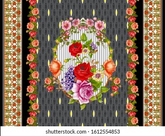 Digital Textile Print Border Illustration