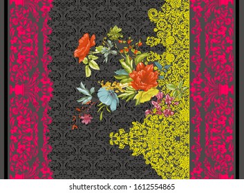 Digital Textile Print Border Illustration
