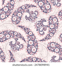 Estampado textil digital. Diseño adecuado para cubiertas, telas, textiles, papel de envoltura, con un antiguo patrón tailandés Paisley motivos indios y Elementos florales decorativos