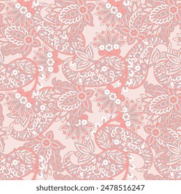 Digital textile print. Design suitable for covers, fabrics, textiles, wrapping paper, featuring an antique Thai pattern Paisley Indian motifs and decorative floral elements