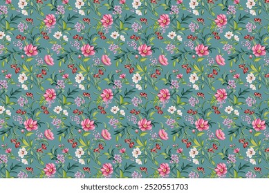 Digital textile print motifs baroque border ornament geometric motifs floral pattern