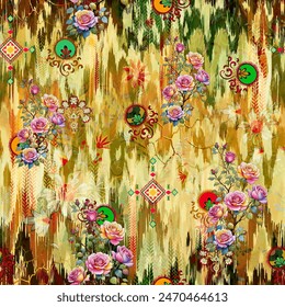 #Digital Textiles Diseños, Bordes Sin Costura, Patrones Sin Costura, Flores, Flores, Todo Sin Costura Patrones Y Texturas, Motivo Y Ilustraciones-Patrón Sin Costura Flores De Fondo Stock 