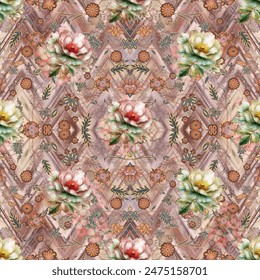 #Digital Textiles Designs, Seamless Boarders, Seamless Patterns, Florals, Flowers,Allover Seamless Patterns And Textures, Motif And Illustrations-Seamless Pattern Flowers Background Stock