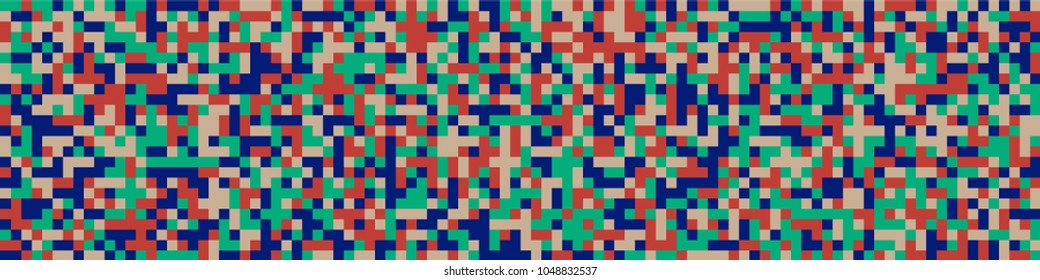 Digital texture. Geometric pattern with colorful elements for poster or banner. Horizontal halftone background with color squares for your design. Vector texture.