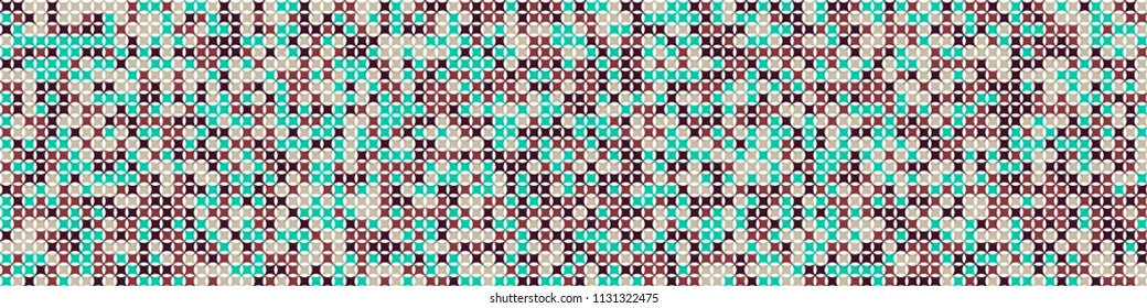 Digital texture. Geometric pattern with colorful elements for card or print. Horizontal halftone background with color squares for your design. Vector texture.