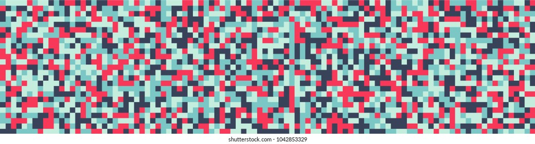 Digital texture. Modern pattern with colorful squares for card or print. Horizontal halftone background with color squares for your design. Vector texture.